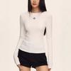 Ladies Spring Autumn Long Sleeve Crew Neck Slim Fit Basic Printed Pullover T Shirt  Top for Layering