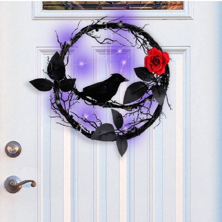 Creative Welcome Door Sign Home Wall Hanging Pendent Courtyards Front Porches Door Garlands Crow Rose Sign Ornaments