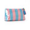 Striped PU Tassel Zipper Makeup Bag Multi Colored Striped Design Large Capacity Portable Travel Skincare Grooming Storage Bag