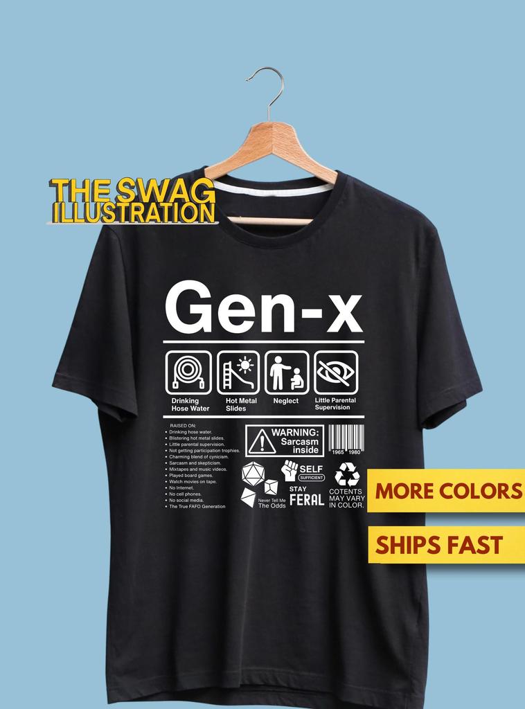 Generation X Shirt, Funny 80s 90s Gen X Label Shirt, Gen X Danger Zone Shirt, Warning: Sarcasm Inside Caution Sarcasm Gift Soft Premium Tee