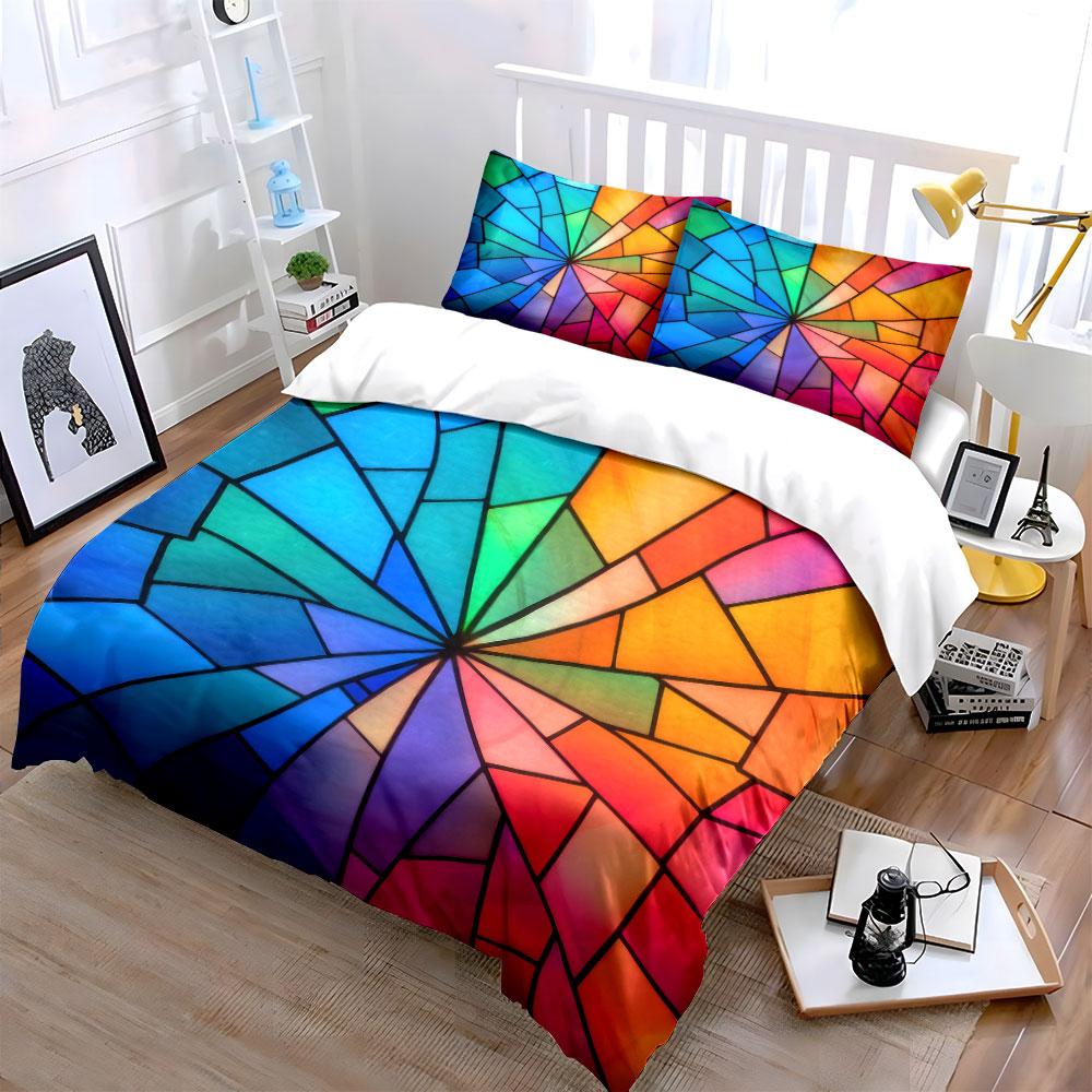 Colorful Abstract Decoration Set Soft Skin-Friendly Bedding Set Includes 1 Duvet Cover And 2 Pillowcase, Gift