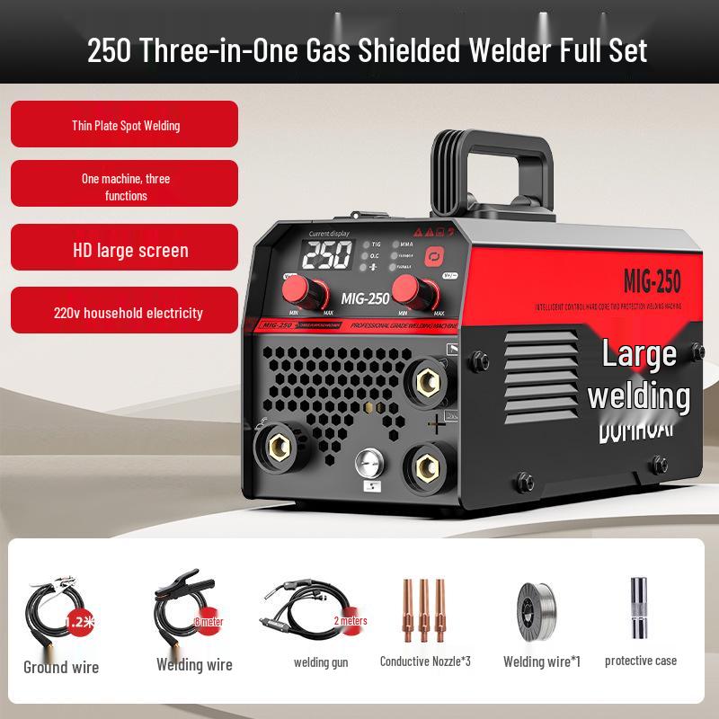 

Universal 220V Three-in-One Gasless MIG/MAG Welder for Home Use - Manual & Gas Shielded Welding Full Set.