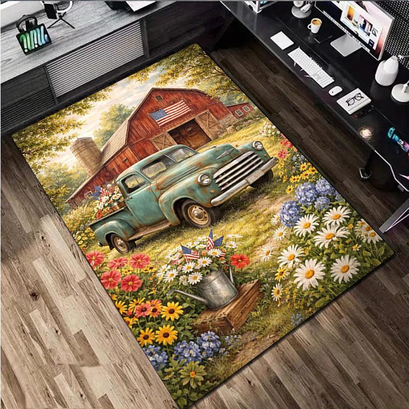 1Pc Truck Field Print Rug - home decoration Carpet For Living Room Bedroom Flooring Computer Chair Area Rug