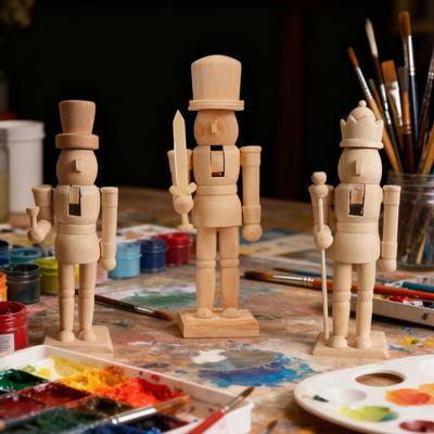 Unfinished Nutcracker Soldier Wooden DIY Nutcracker Figure Unpainted Nutcracker Soldier Figurine