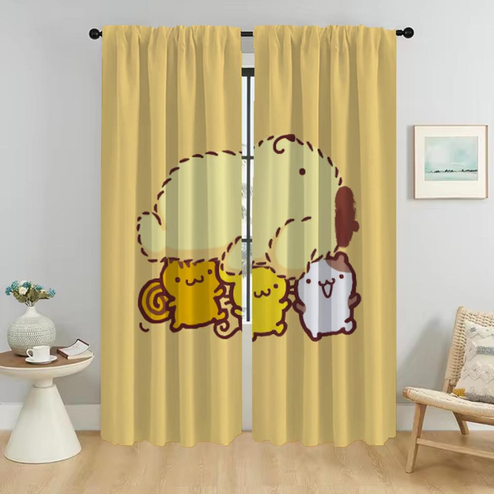 Curtains for Living Room Curtain P-Pompom Purin Tulle for Bedroom Halloween Decoration Shades Home Interior Curtains 2 Pieces