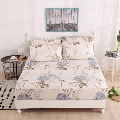 Plant Printing Bed Sheet Fitted Sheet with Pillowcase Elastic Bands Non Slip Adjustable Mattress Cover for Double King Queen Bed