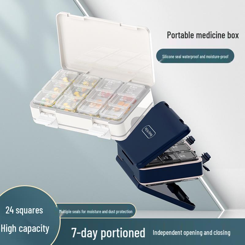 Portable Weekly Pill Organizer with Three Daily Compartments: Morning, Noon, and Night