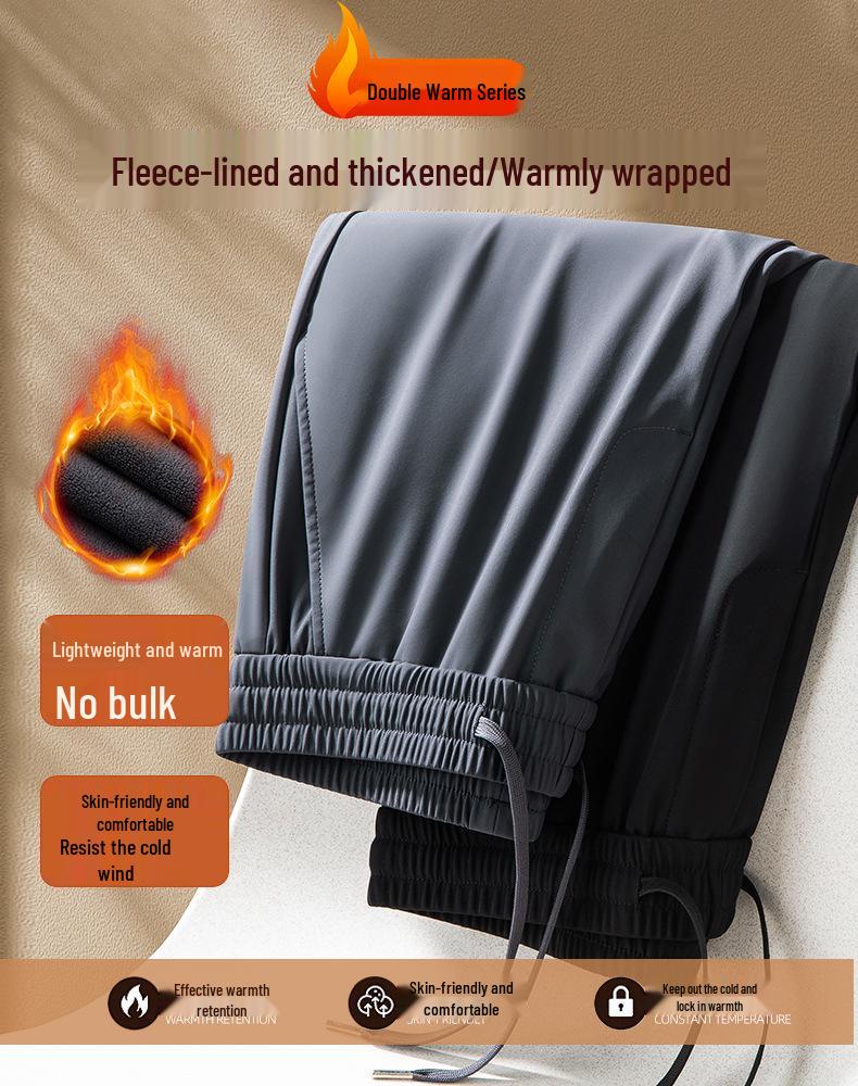 Jin'an Men's High-Elastic Fleece-Lined Straight-Leg Casual Pants for Autumn and Winter