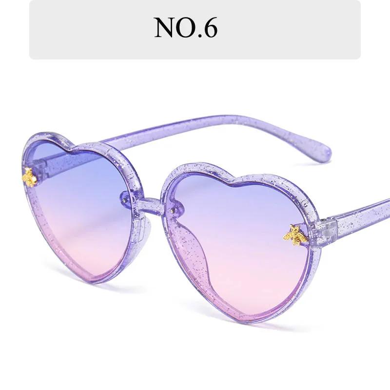 New Fashion Brand Heart Kids Sunglasses Children Cute Pink Cartoon Bee Sun Glasses Girls Boys Baby Gradient Eyewear
