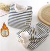 Baby Plush Children's Pajamas Solid Color Long Sleeved Pants Breathable Pajamas for Boys and Girls Casual Wear