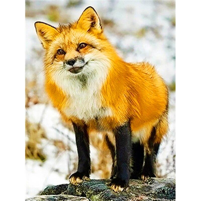 New 5D DIY Diamond Painting Red Fox Diamond Embroidery Animals Cross Stitch Full Round Drill Home Decor Manual Art Gift