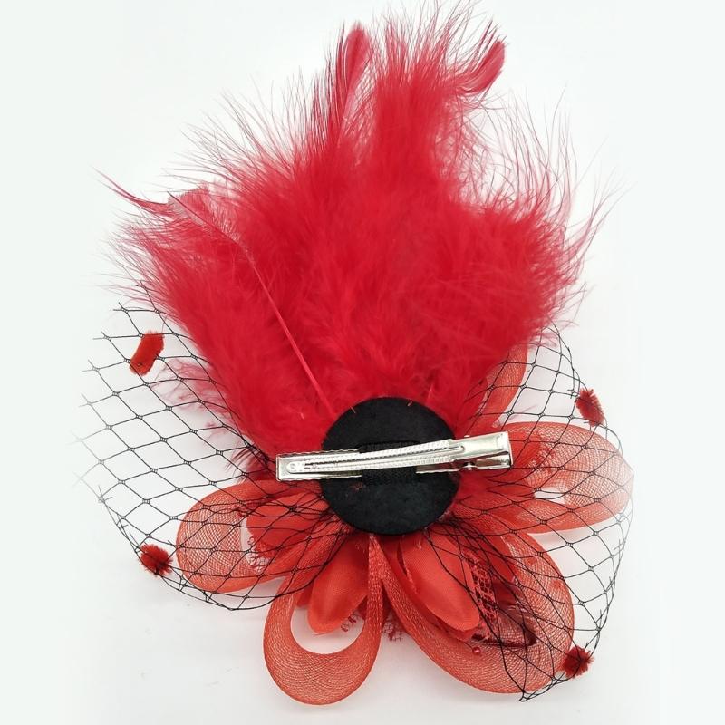 1920s Flower Hair Clip for Women Flapper Headpiece Headwear for Party Party Elegant Feather Large Flower