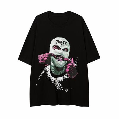Tricou pentru bărbați cu gât rotund, primăvară și vară, tricou cu imprimeu hip-hop pentru bărbați, europeni și americani