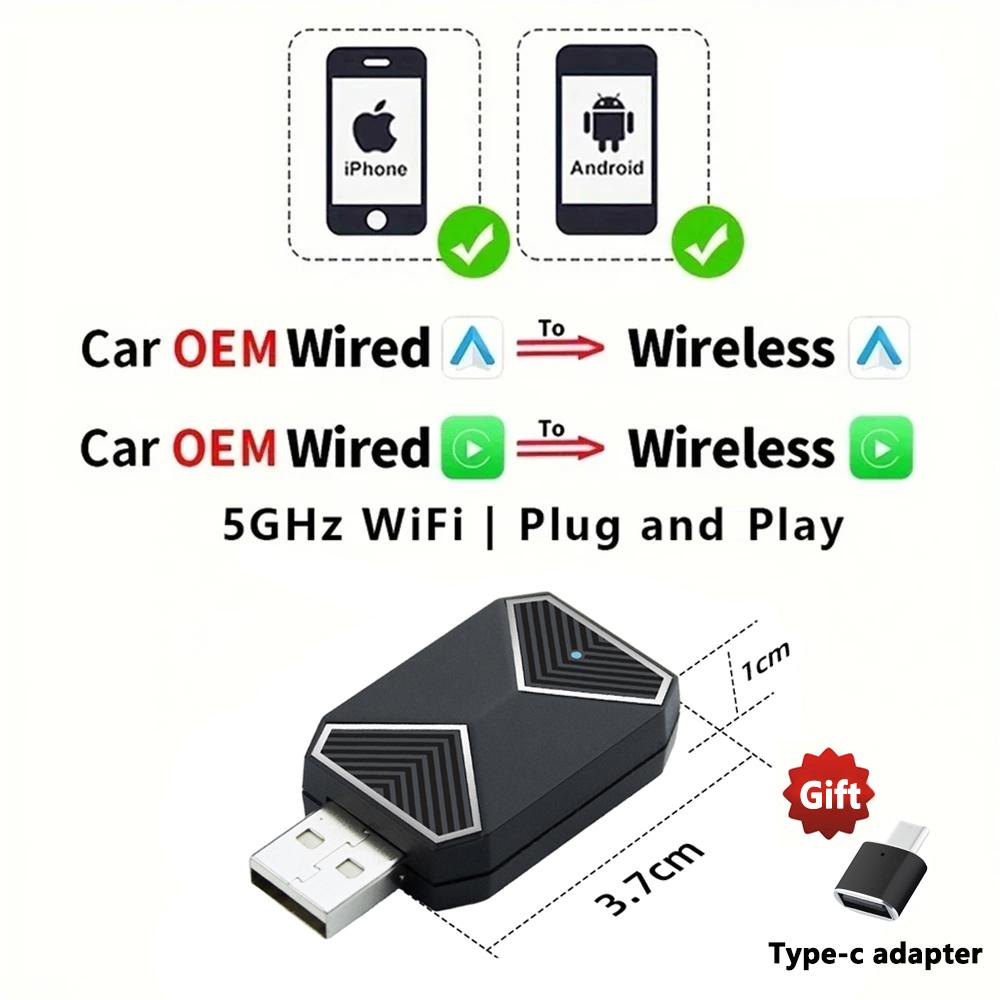 2025 NEU 2 in 1 Kabellose Carplay AI Box Android Auto Plug and Play Anwendbar zum Umwandeln von kabelgebundenem Original-Carplay in kabelloses