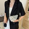 Trendy and Versatile Special-shaped Scallop Striped Glossy Women's Chain Small Square Bag Spring New Women's Shoulder Messenger Bag