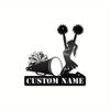 Cheerleader Metal Wall Sign Personalized Gym Decor Squad Nameplate with Hooks