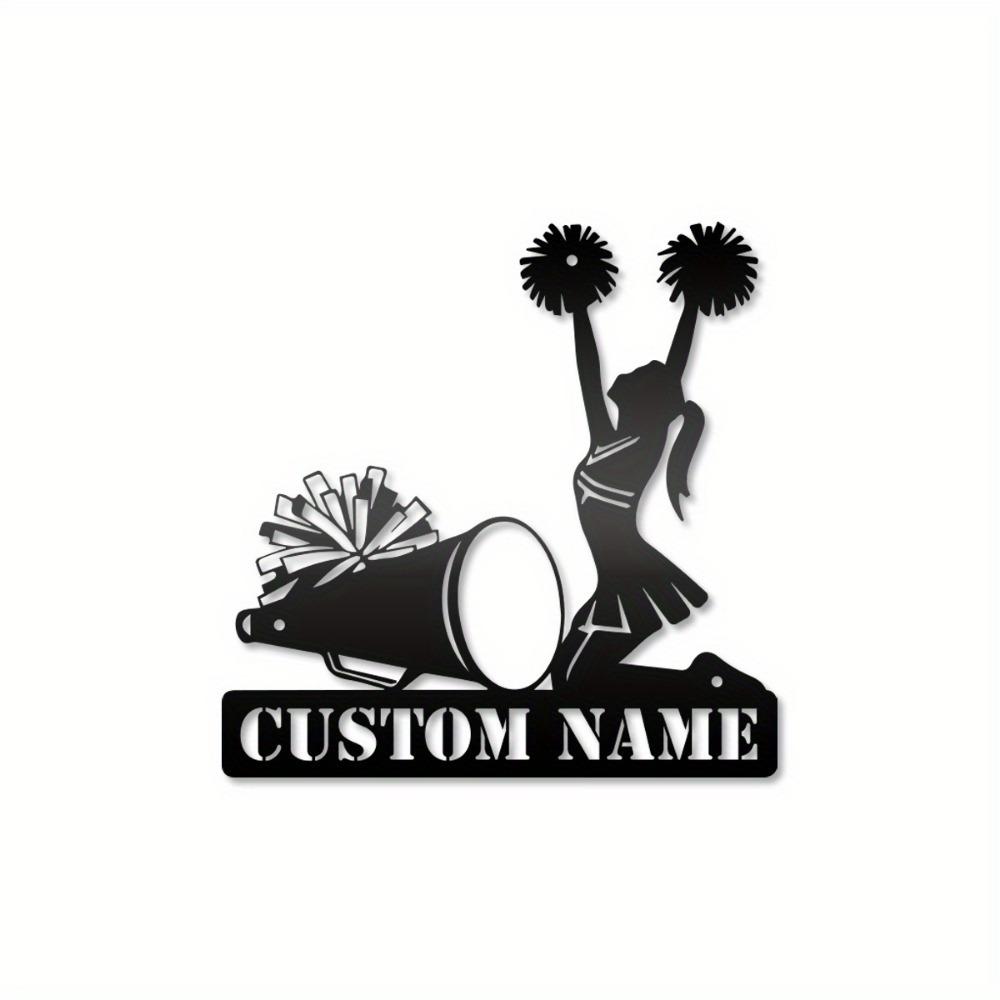 Cheerleader Metal Wall Sign Personalized Gym Decor Squad Nameplate with Hooks