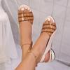 Women's Color Block Croc Print Open Toe Sandals Low Heel Slip On Summer Casual Dress Shoes