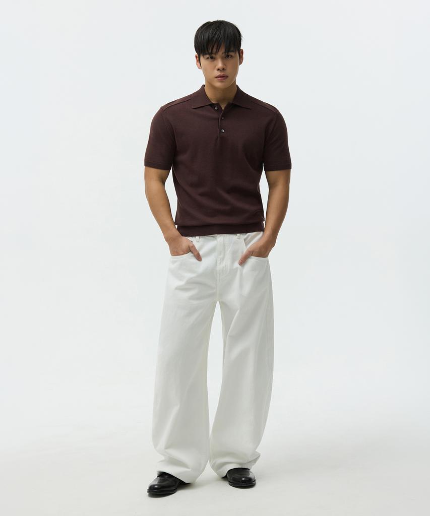 Michikoleondeonseupocheu Shoulder Line Muscle Fit Collar Knit Brown