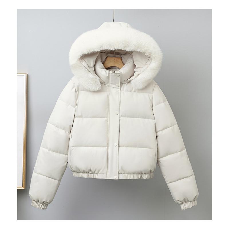 Women S Short Winter Thick Cotton Puffer Jacket With Fur Collar
