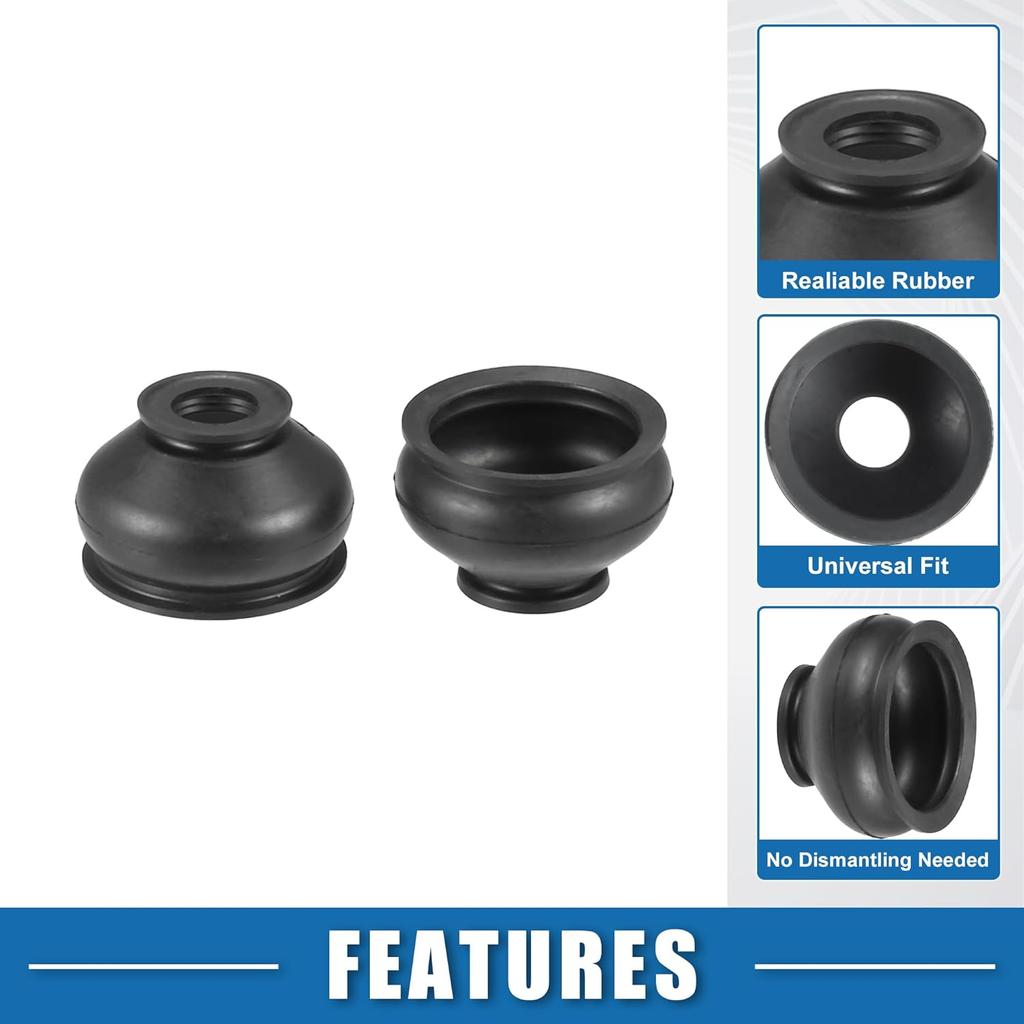 Universal Car Turn to Rod Arm Ball Joint Head Dust Protection Car Suspension Steering Parts Rubber Black (Set of 6)