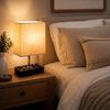 Fabric Lampshade LED Desk Light Warm White LED Bulb Table Lamp Eye-Caring Desk Light  Bedroom