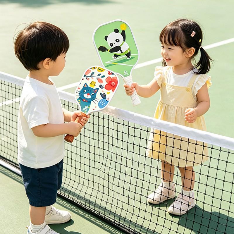 Kids Pickleball Paddle Set With 4 Balls Net Bag Lightweight Honeycomb Composite Outdoor Family Sport