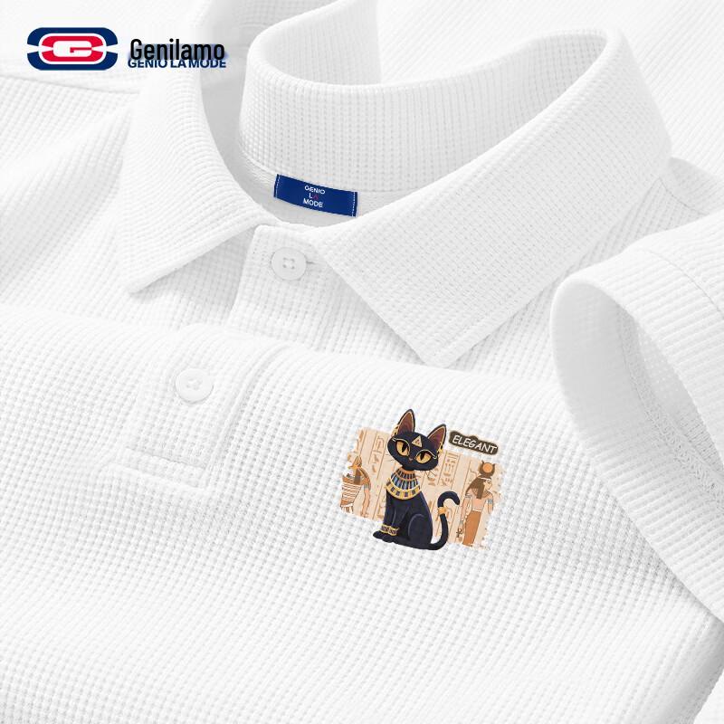 GENIOLAMODE Men s Heavyweight Waffle Knit Polo Shirt L