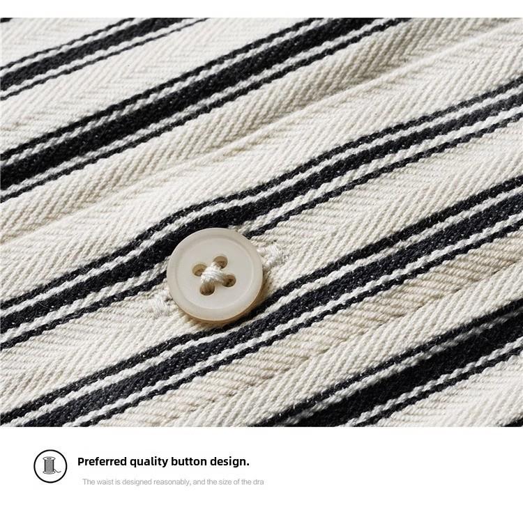 Retro Men's Cotton Striped Long-Sleeve Slim Shirt