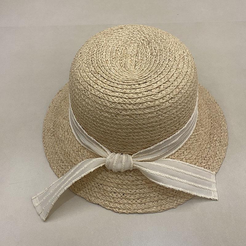 Dale Lafite Straw Hat Hepburn Wind Summer Breathable Natural Color Bow Straw Hat