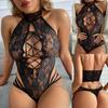 European & American Lace Strappy See-through Catwoman Bodysuit