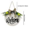 Welcome Sign for Front Door Door Wreath Ornament with Rope Wood Sign Door Hanger with Bow for Holiday Home Porch Decoration