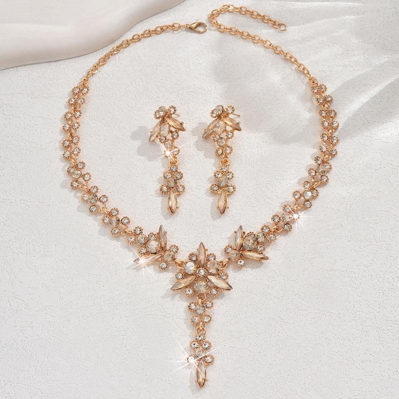 BLINGBAY Women's Jewelry Set Fairycore Romantic Wedding Bridal Accessories Retro Rhinestones Elegant Necklace Earrings Set Women's Modern Jewelry Gift