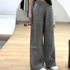 Plus  Size American  Style Grey Wide  Leg Jeans for Women  High  Waist Straight Loose Casual Design  Floor  Length Trousers for Summer