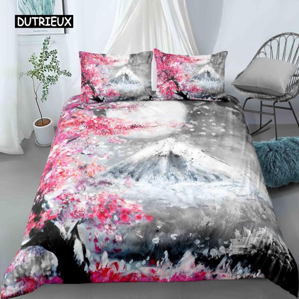 Oil Painting Landscape King Dimension Queen Size Bedspread Cover Natural Scenery Sleep Bedding Collection Teen Adult Floral Ocean Building Heavy-duty