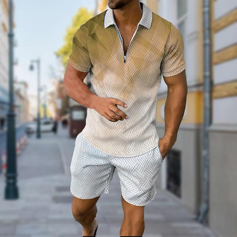 

Мужская рубашка поло повседневная на молнии с коротким рукавом модная повседневная на молнии лето весна стандартный крой радужная градиентная рубашка с 3D принтом 4XL красный