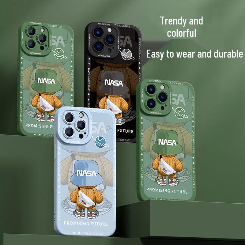Naiya Cartoon Silikon iPhone Hülle mit Panzerglas-Linsenschutz