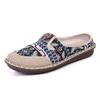 Womens Slip-On Flat Shoes With Rubber Sole Breathable Linen Upper Comfortable Non-Slip Casual Mom