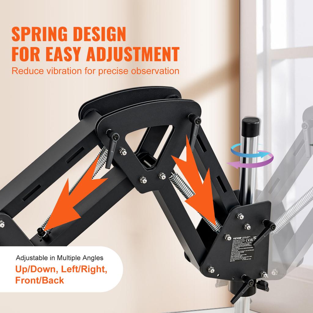 SucceBuy Multi-Directional Microscope Spring Bracket 7X-45X Magnification Jewelry Microscope Inlaid Stand Integrated LED Light