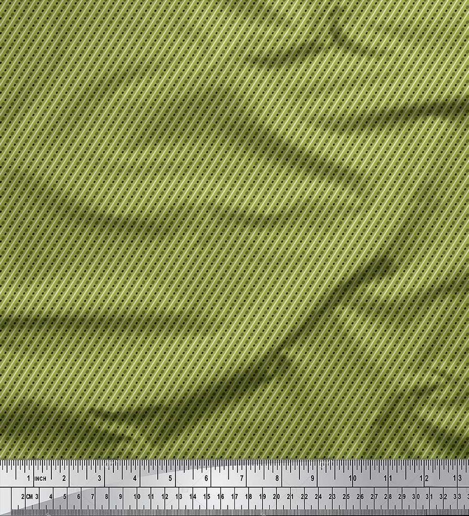 Soimoi Purple Poly Crepe Fabric Diagonal Stripe & Dots Print Fabric by the Metre 42 Inch