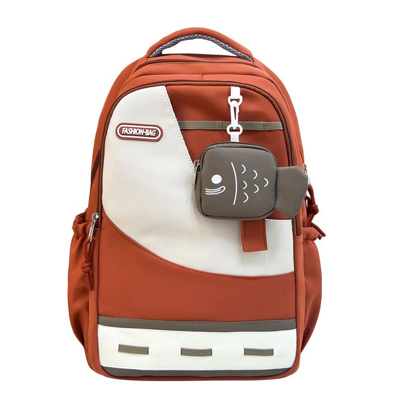 Schoolbag schoolbag for women's travel, new versatile, simple and stylish, contrasting colors, junior high school backpack, student large-capacity
