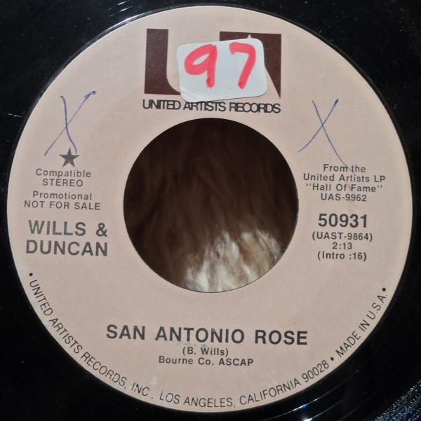 

7inch Record BOB WILLS TOMMY DUNCAN San Antonio Rose 50931 United Artists US World Music Used