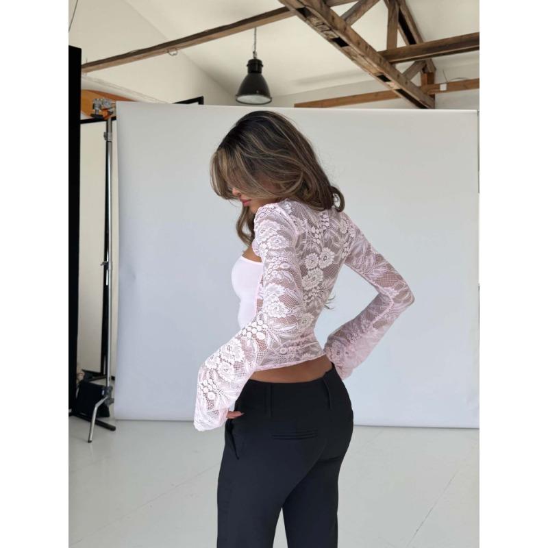 New Women's Lace T-shirt Versatile Tops for Women to Wear Sexy and Slimming Hollow Design High-end Base
