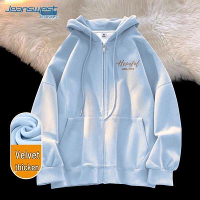 JEANSWEST Women's Fleece Lined Hooded Zip-Up Sweatshirt