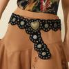 Retro Western Cowboy Bohemia Herz Gürtel Damen Kleid Pullover Street Style Nieten Riemen