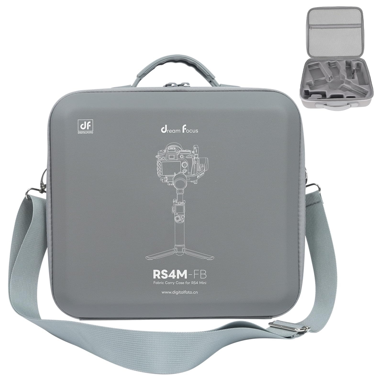 

DF DIGITALFOTO DJI RS4 Mini Portable Travel Hardshell Gimbal Case with Quick Release Data Mobile Phone with RS4 Mini Accessories Case, Handbag, Head, сірий колір
