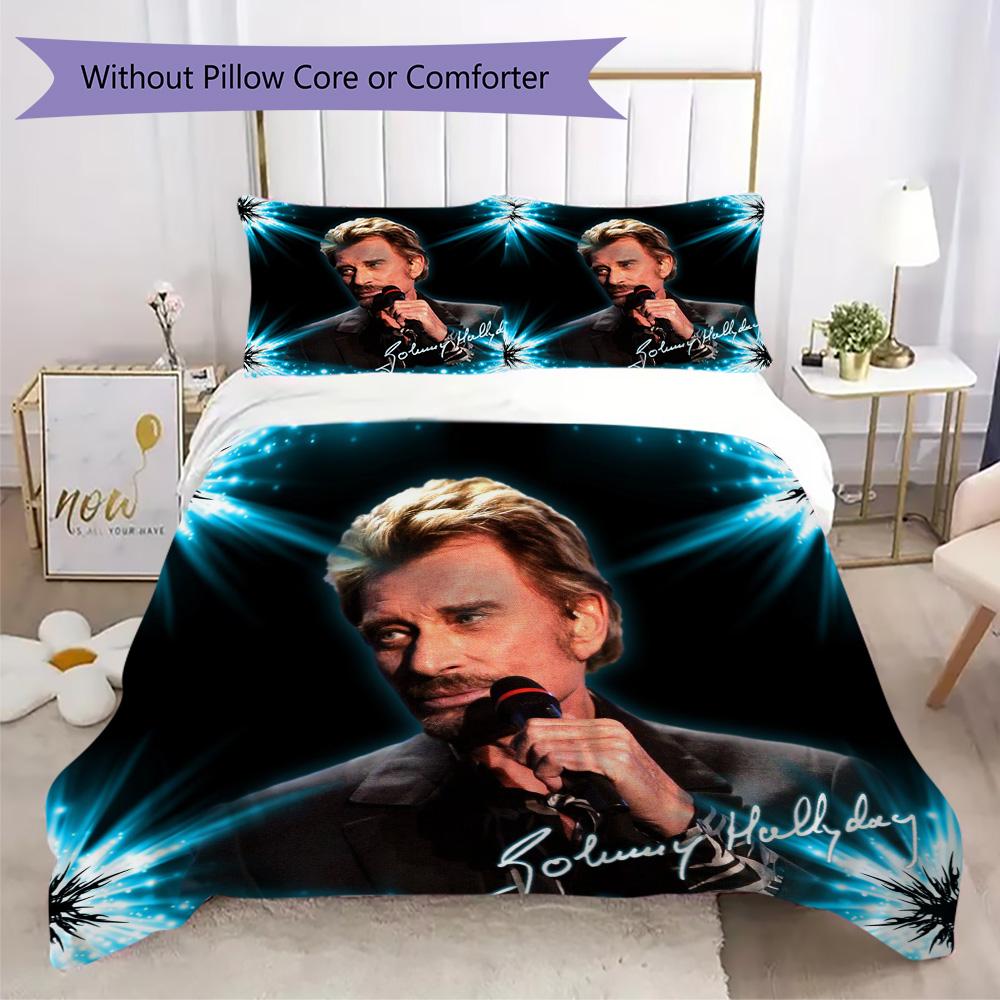 French Legendary Rock Singer and Actor Johnny Hallyday Provides Comfortable Bedding Covers and Pillowcases for Home Use (without Core) K14