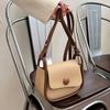 PU Leather Shoulder Bag Solid Color Crossbody Bag Fashionable Small Square Saddle Bag  Women