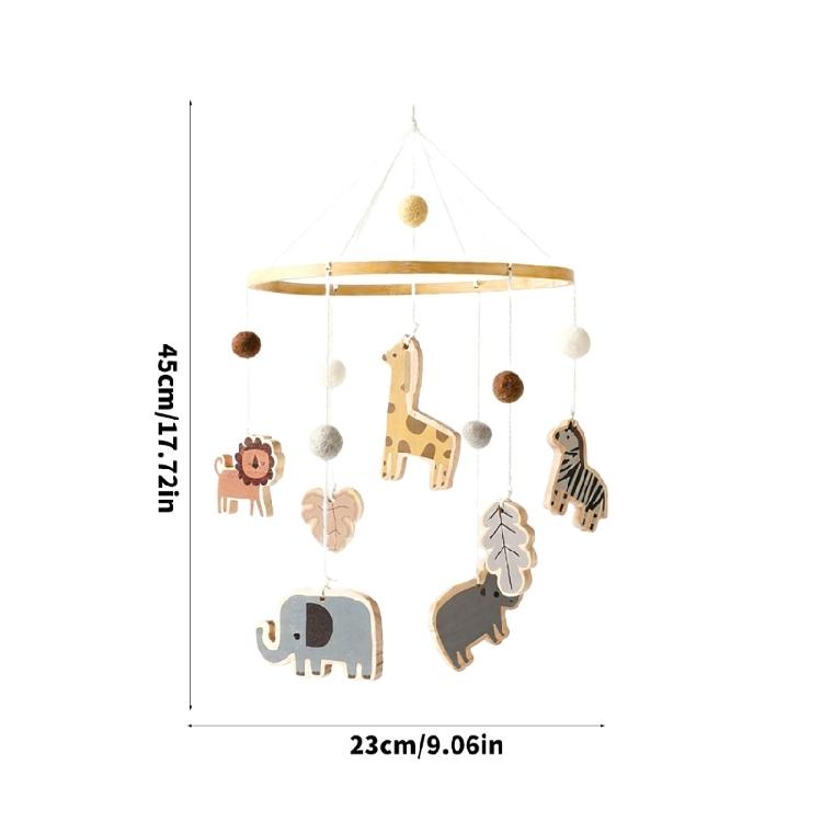 Handcrafted Pinewood Baby Bed Toy Development Toy Easy Install With Forest Animals And Noise Frees Rotating Mechanism