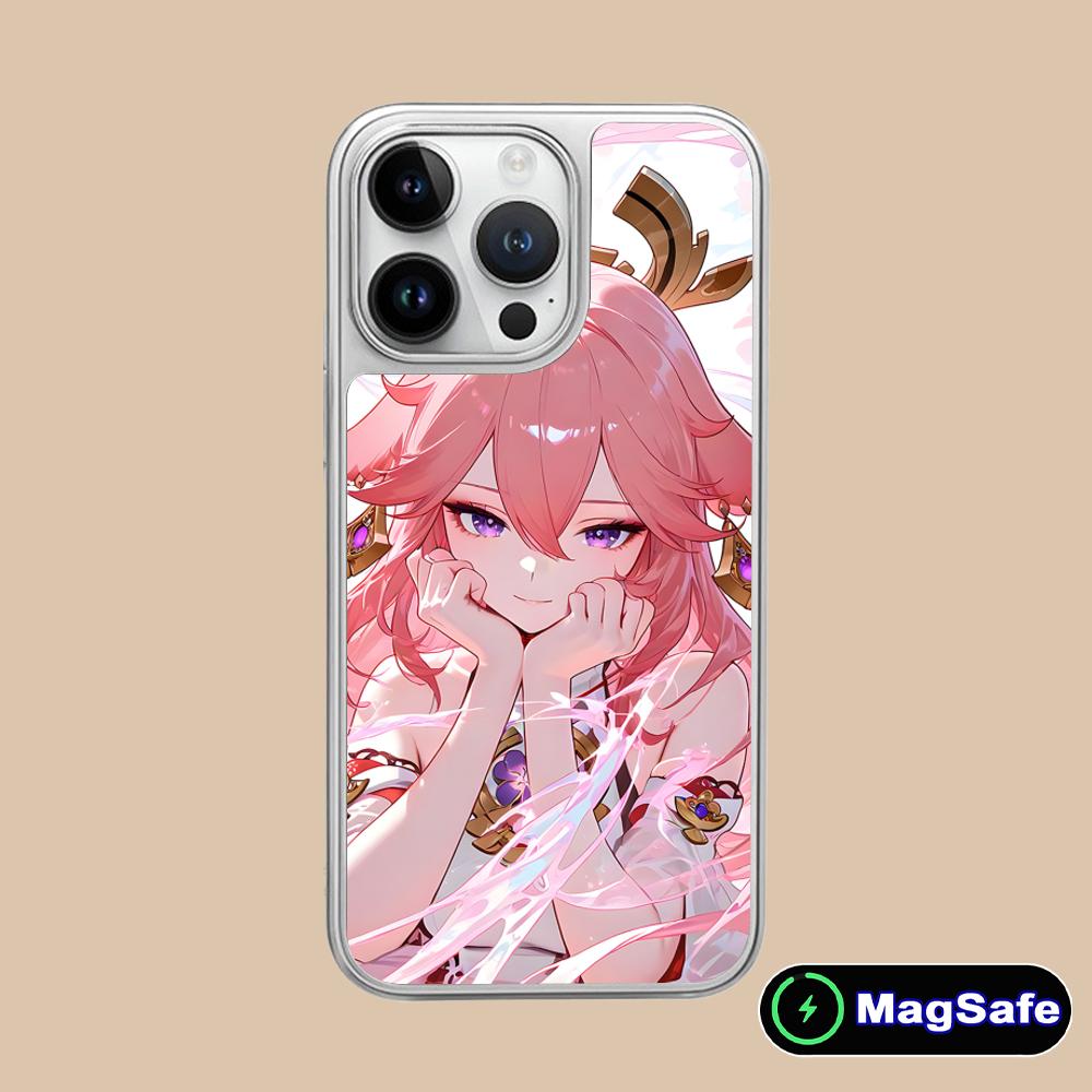 Game GI Miko Silver Plating Magsafe Mobile Phone Case for iPhone 17 16 15 14 13 12 11 Air Pro Max Plus Colorful Cover